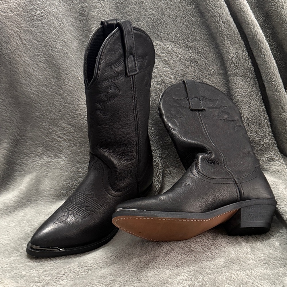 Black Leather Western Boots
